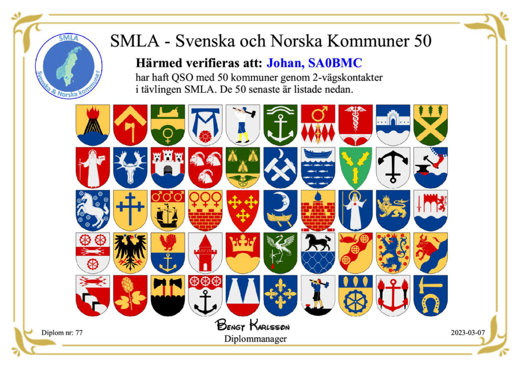 Diplom 50 Kommuner från SMLA